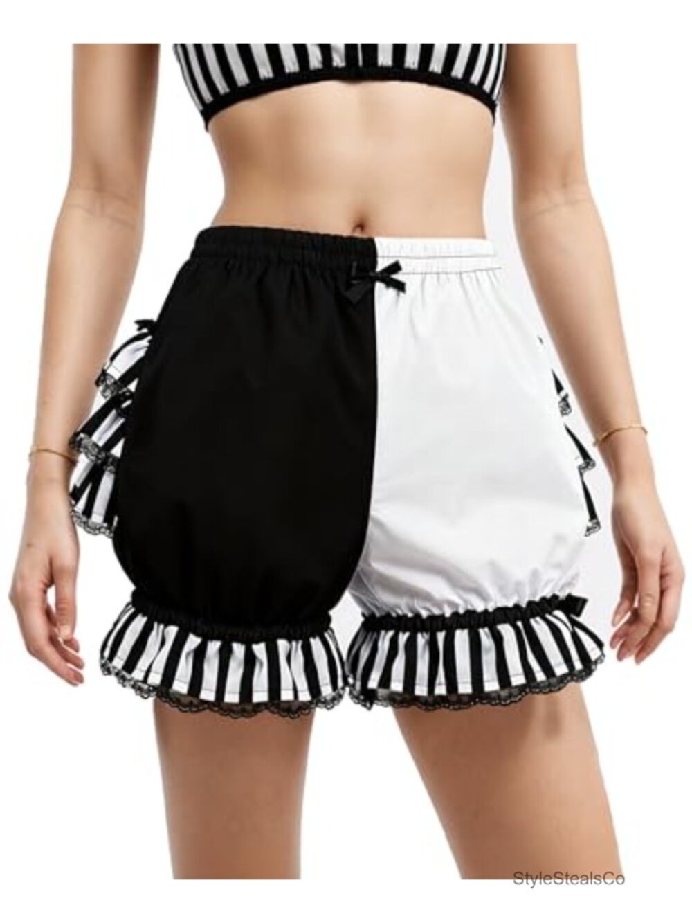Women Ruffle Lolita Bloomers Cotton Lace Trim Jester Cosplay Shorts